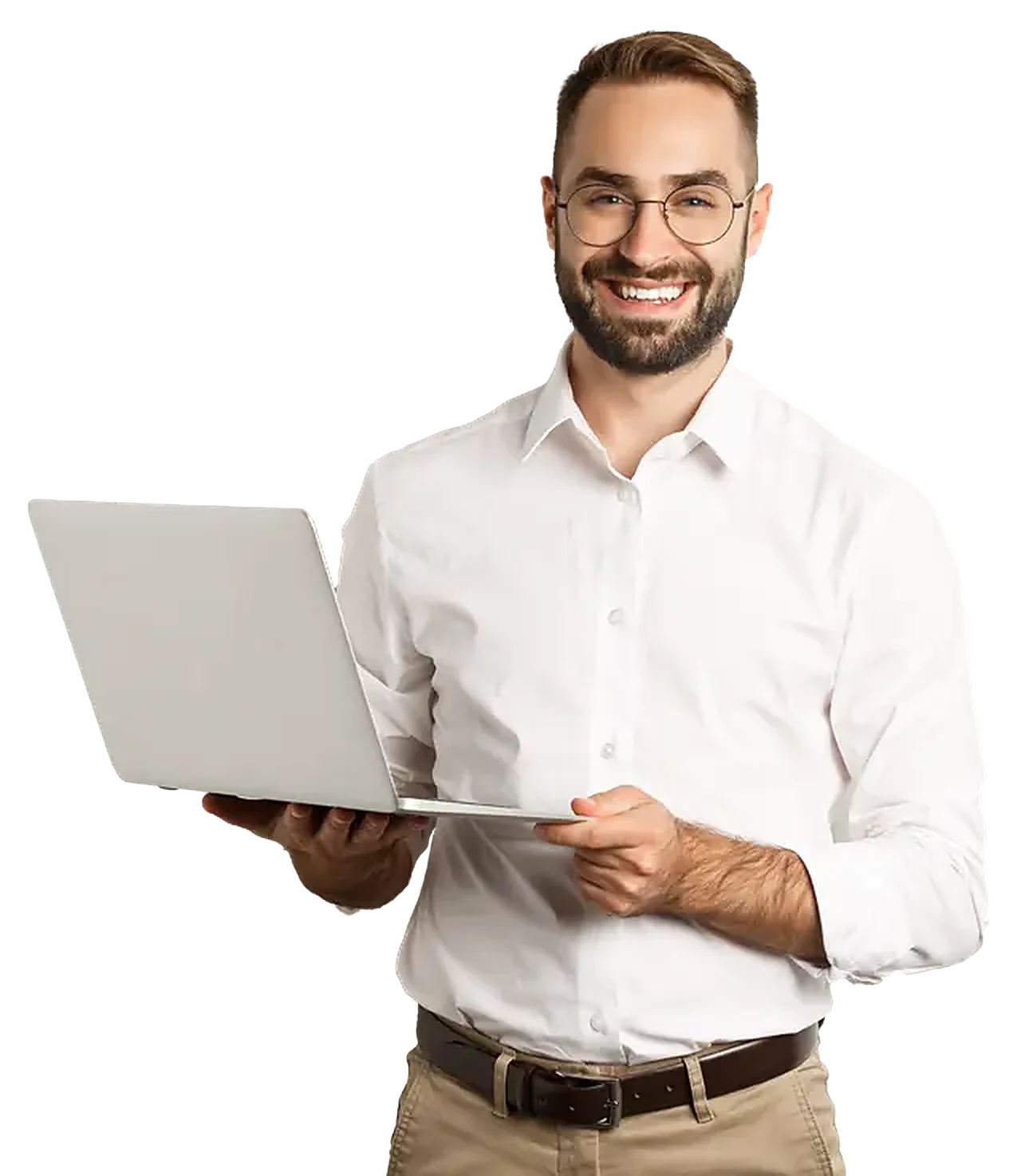 Ejecutivo usando Finalzas en su laptop